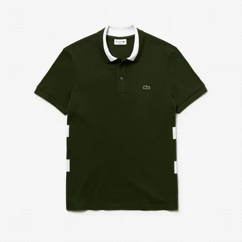 Thời trang - Áo Nam Men's Lacoste Regular Fit Striped Cotton Petit Pique Polo Shirt Màu Xanh Rêu - Vua Hàng Hiệu